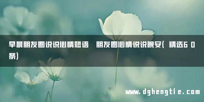 早晨朋友圈说说心情短语 朋友圈心情说说晚安（精选60条）
